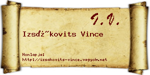 Izsákovits Vince névjegykártya
